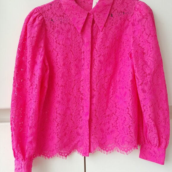 L'Agence ! Jenica Rose Pink Puffed Sleeve Blouse (L) - Picture 7 of 14